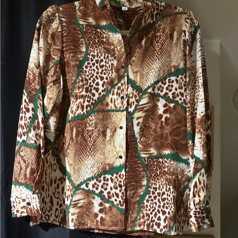 Animal Print Button-Up Shirt